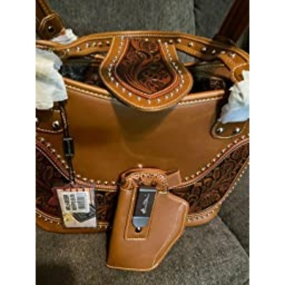 Montana West Women's Western Handbag Tooling Shoulder Bag Concealed Carry Purse - Picture 13 of 16